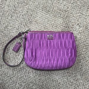 Coach fabric purple wristlet